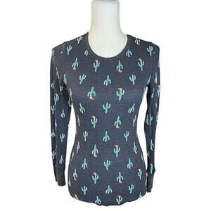 Old navy Christmas cactus long sleeve top waffle knit thermal holiday Santa